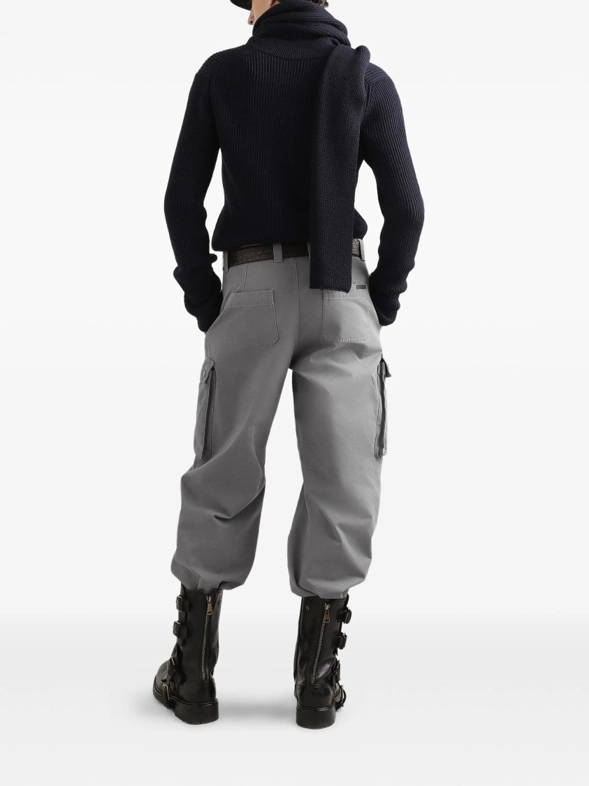 Dolce & Gabbana Black Ribbed Knit Half-Zip Wool Pullover