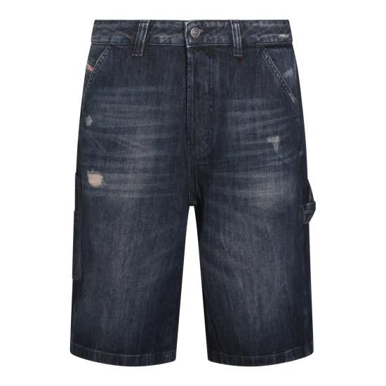 Diesel Dark Wash Denim Shorts With Utility Pockets