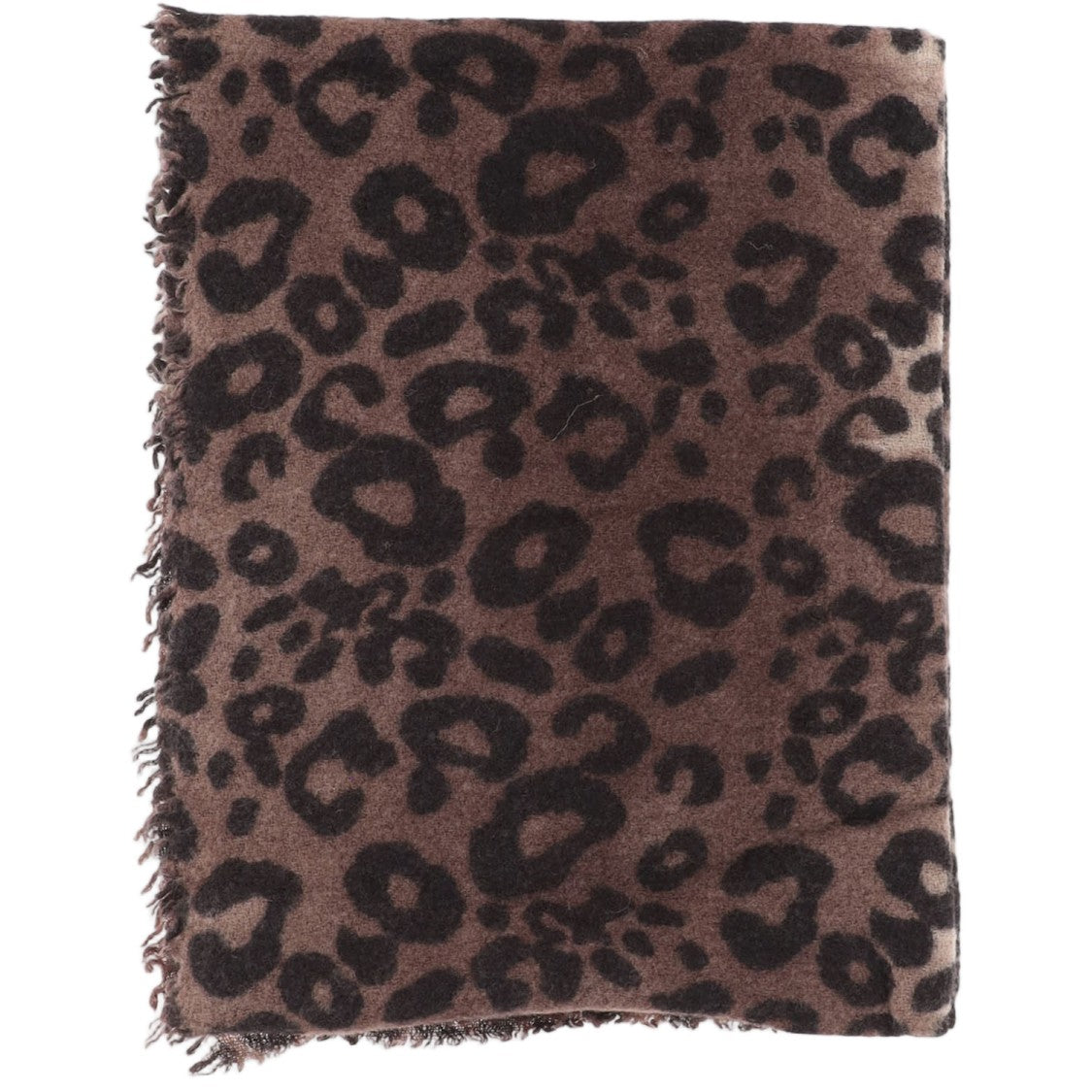 Faliero Sarti Rectangular Fringed Scarf With All-Over Animal Print