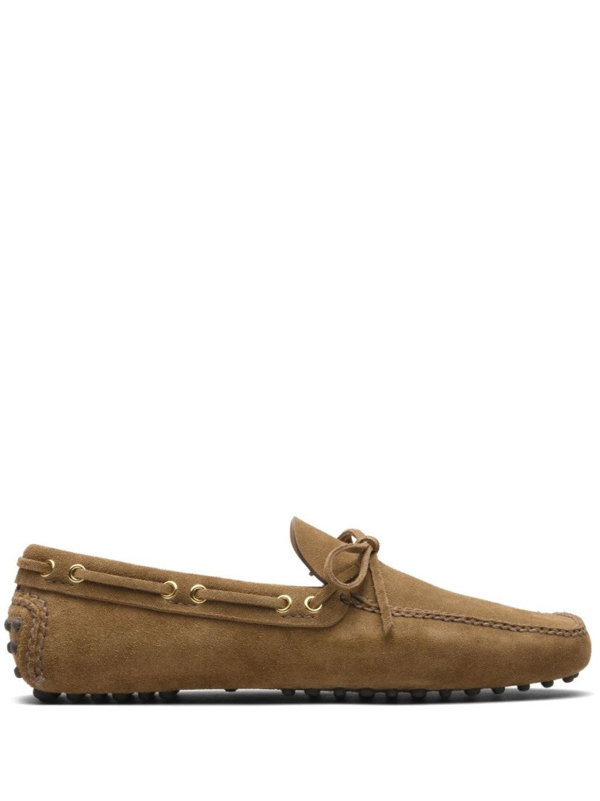 Car Shoe Camel Brown Calf Suede Moccasin