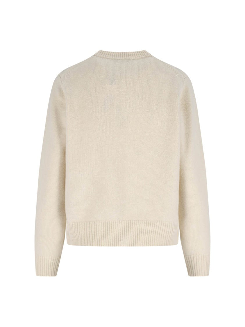 Maison Kitsuné White Minimalist Sweater With Design
