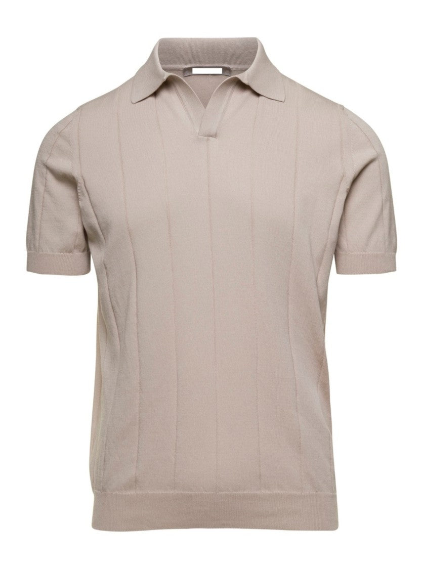 Paolo Fiorillo Capri Short-Sleeve Knit Polo Shirt With Vertical Ribbing