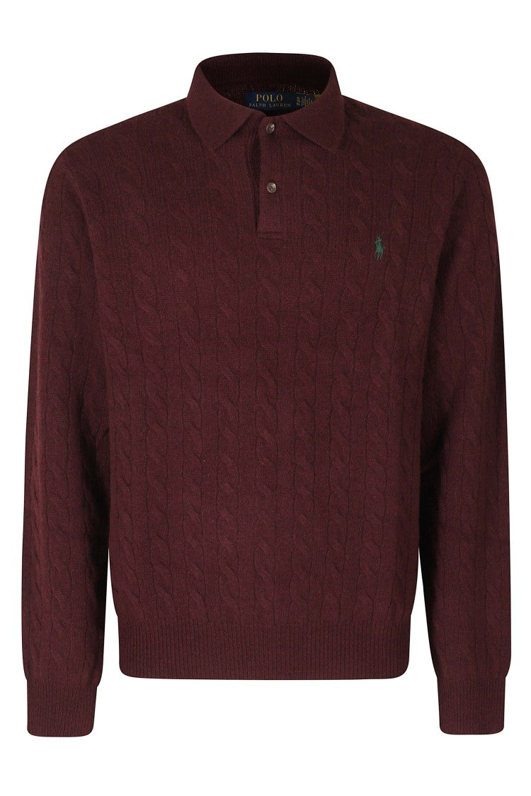 Polo Ralph Lauren Aged Wine Cable Knit Wool-Cashmere Pullover Sweater