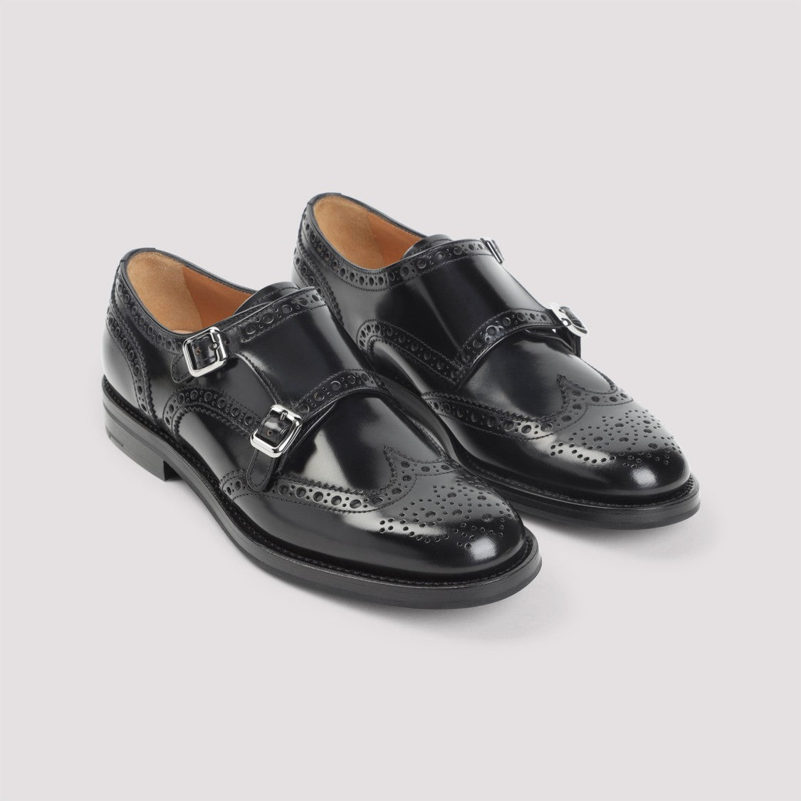 Church's Closed Brogue Shoes With Dual Buckles