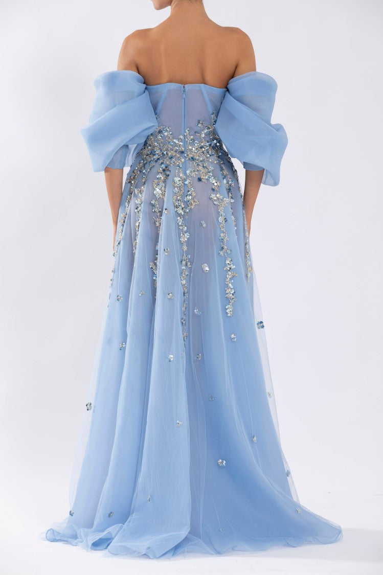 Saiid Kobeisy Organza Dress With Dotted Beading