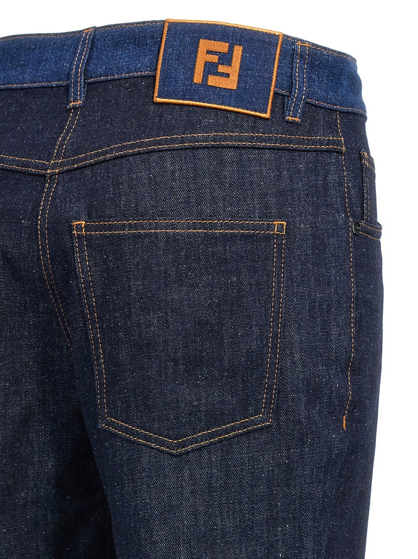 Fendi Two-Tone Cotton Denim Jeans