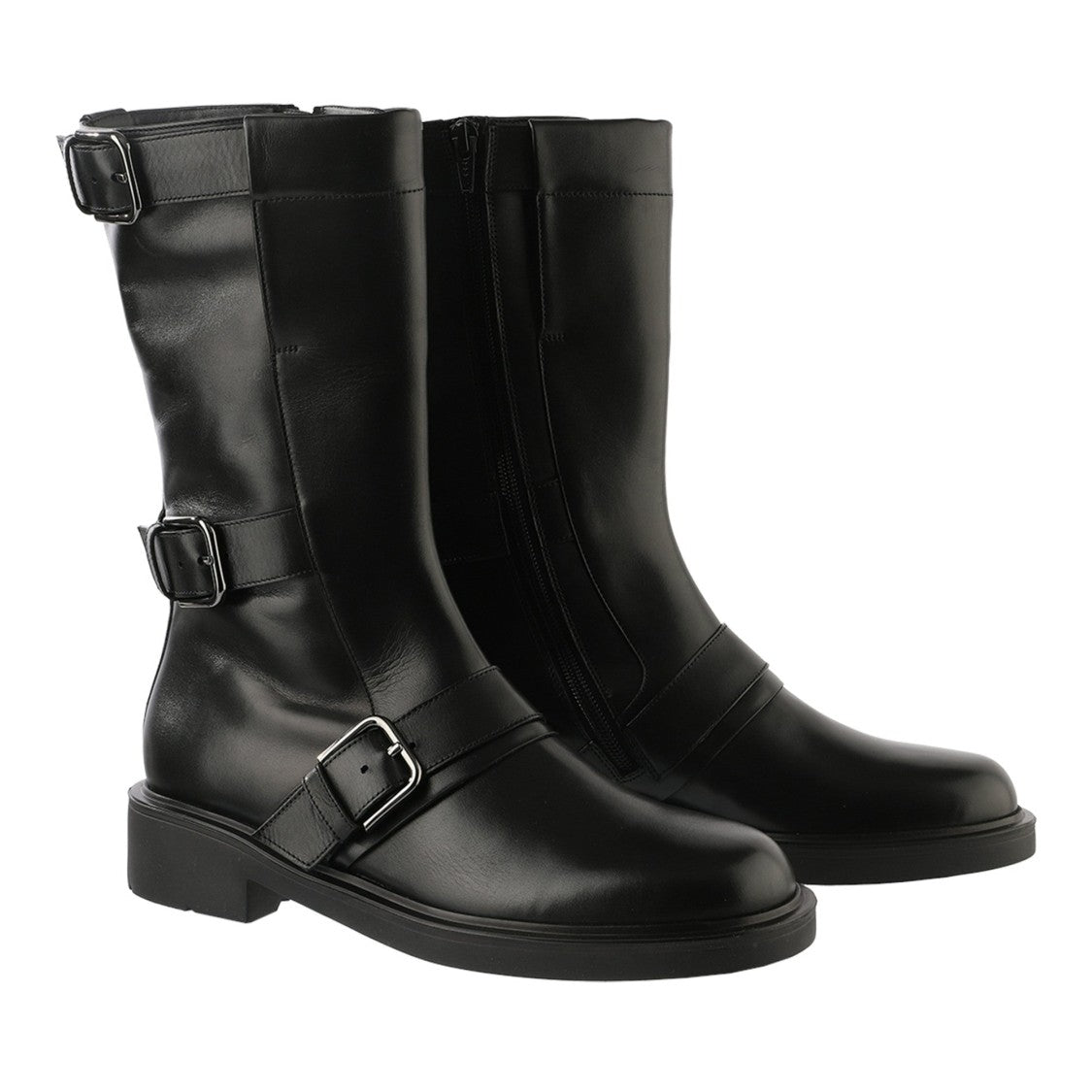 Högl Black Billie Smooth Finish Buckle Straps Leather Ankle Boots