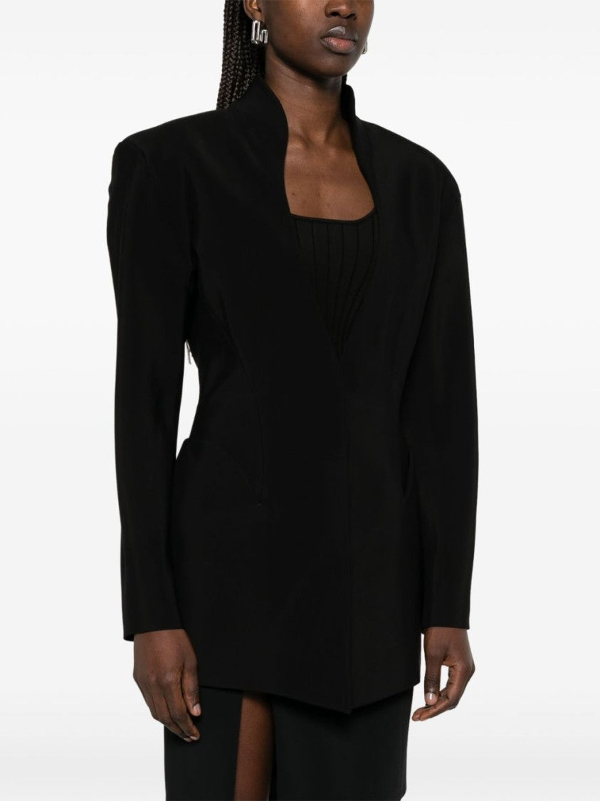 Mugler Black Press Stud Shoulder Pad Jacket