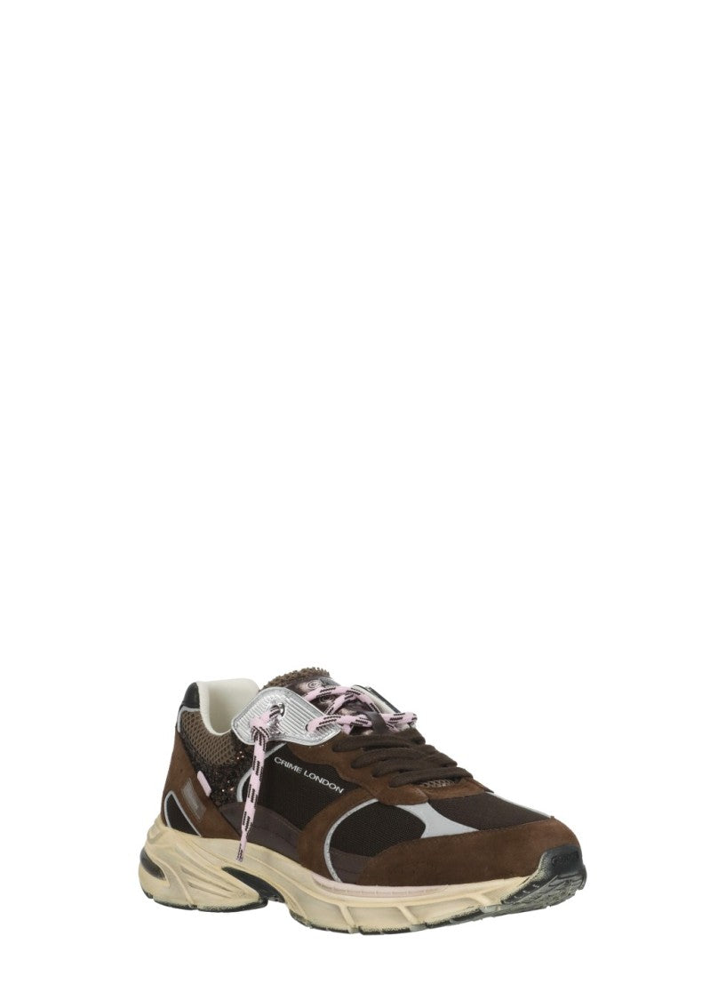Crime London Brown Fugitive 9094 Mesh Glitter Leather Sneakers