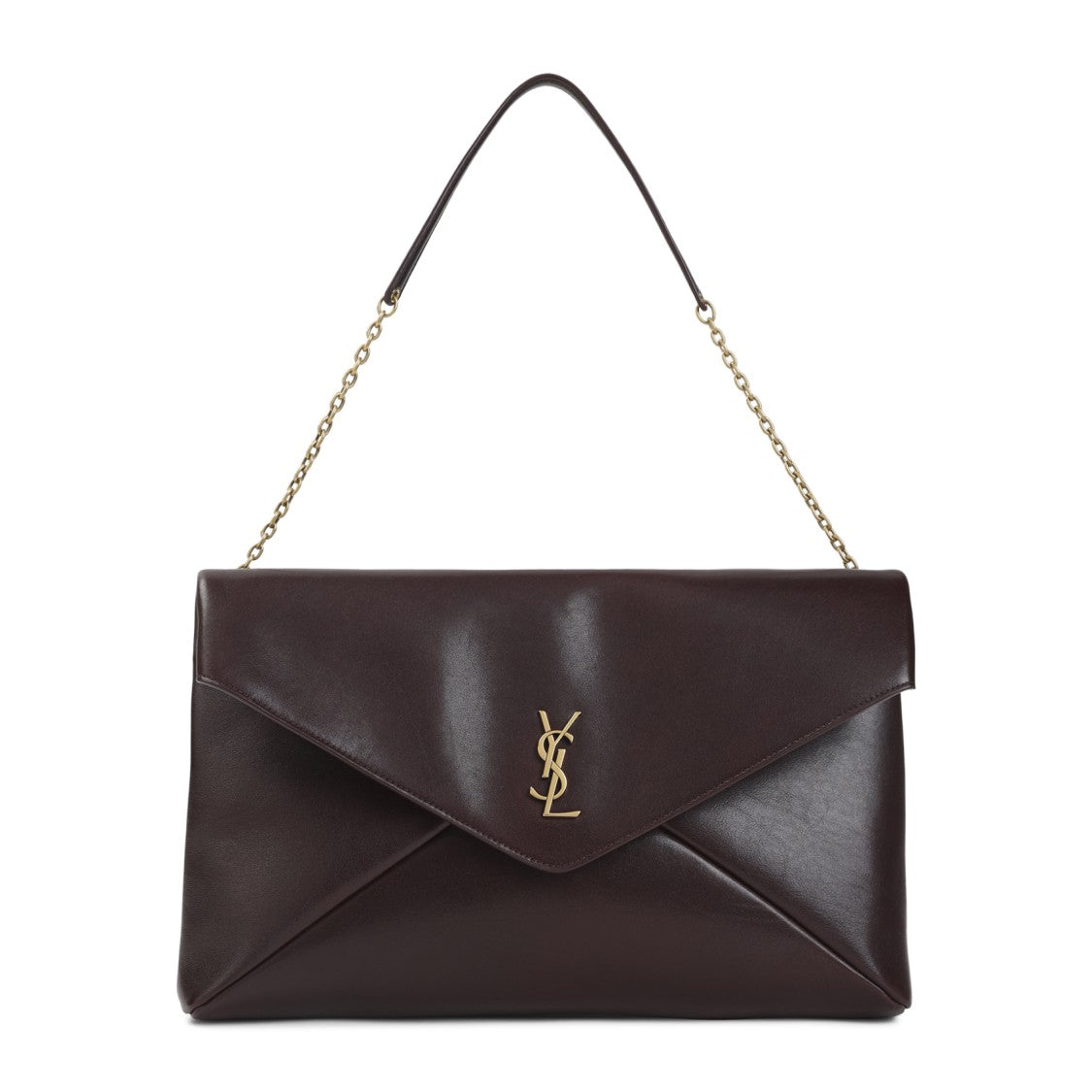 Saint Laurent Envelope-Style Handbag In Smooth Dark Calf Leather