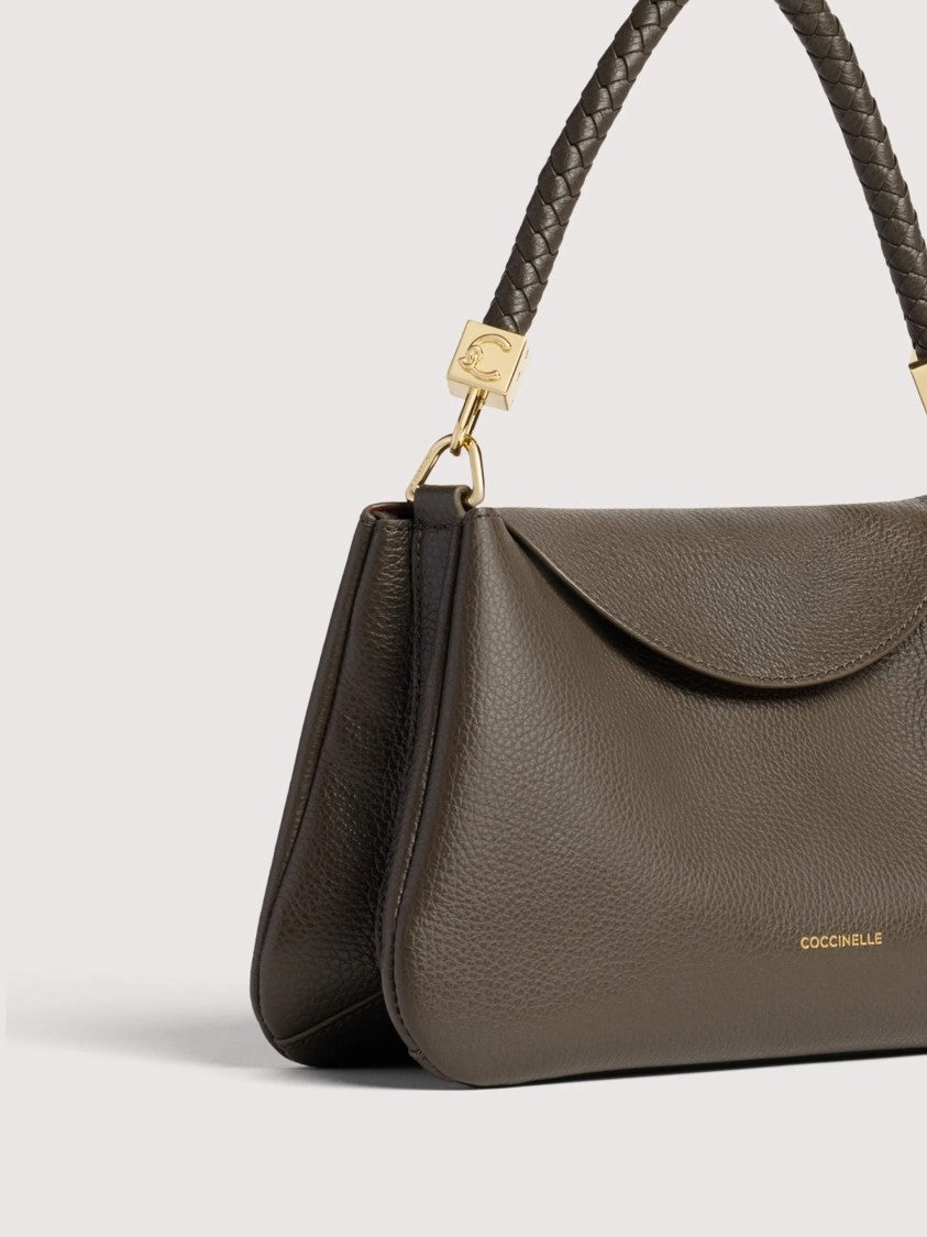 Coccinelle Textured Leather Structured Handbag With Gold-Tone Hardware