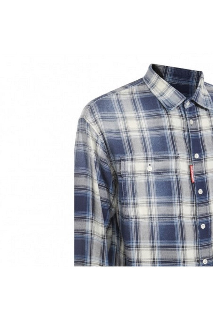 Dsquared2 Classic Plaid Cotton Shirt With Button-Down Collar