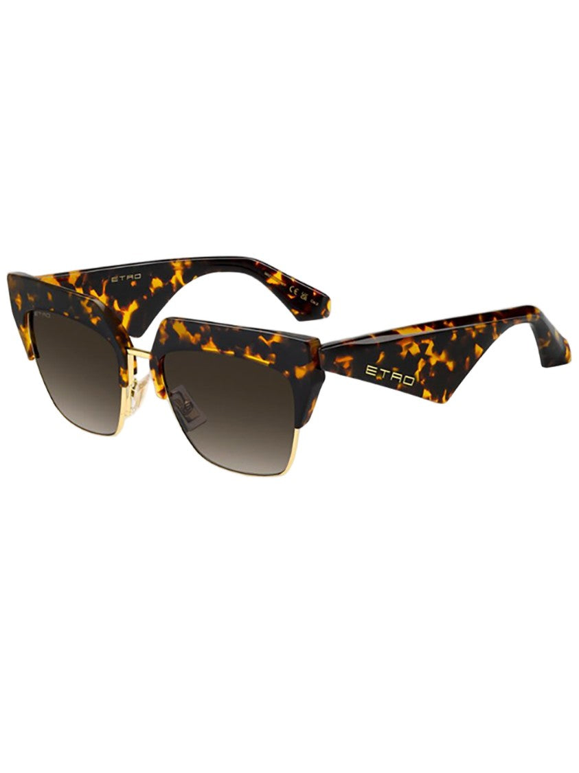 Etro Angular Tortoiseshell Sunglasses With Metallic Accents