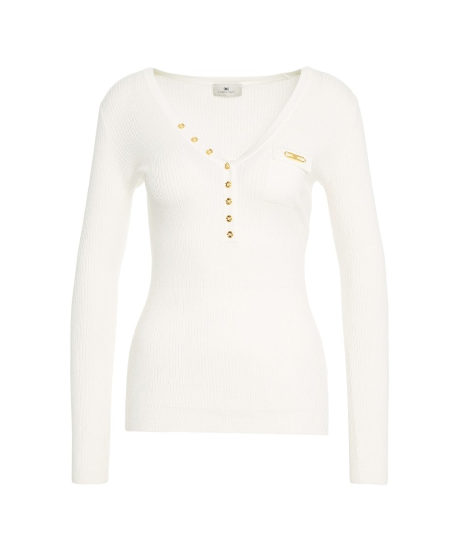 Elisabetta Franchi Fitted Ribbed Knit Top