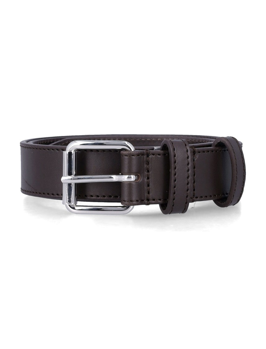 Comme Des Garçons Leather Buckle Belt With Dual Loops