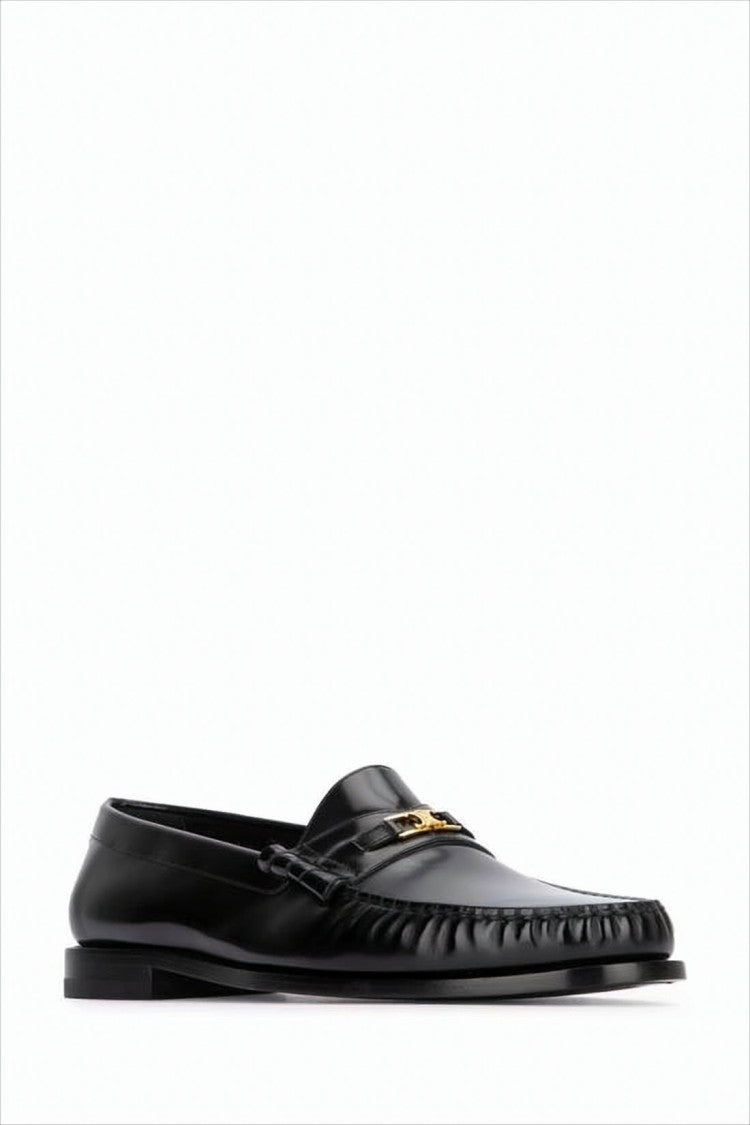Celine Smooth Leather Loafers With Polished Finish And Metallic Accent