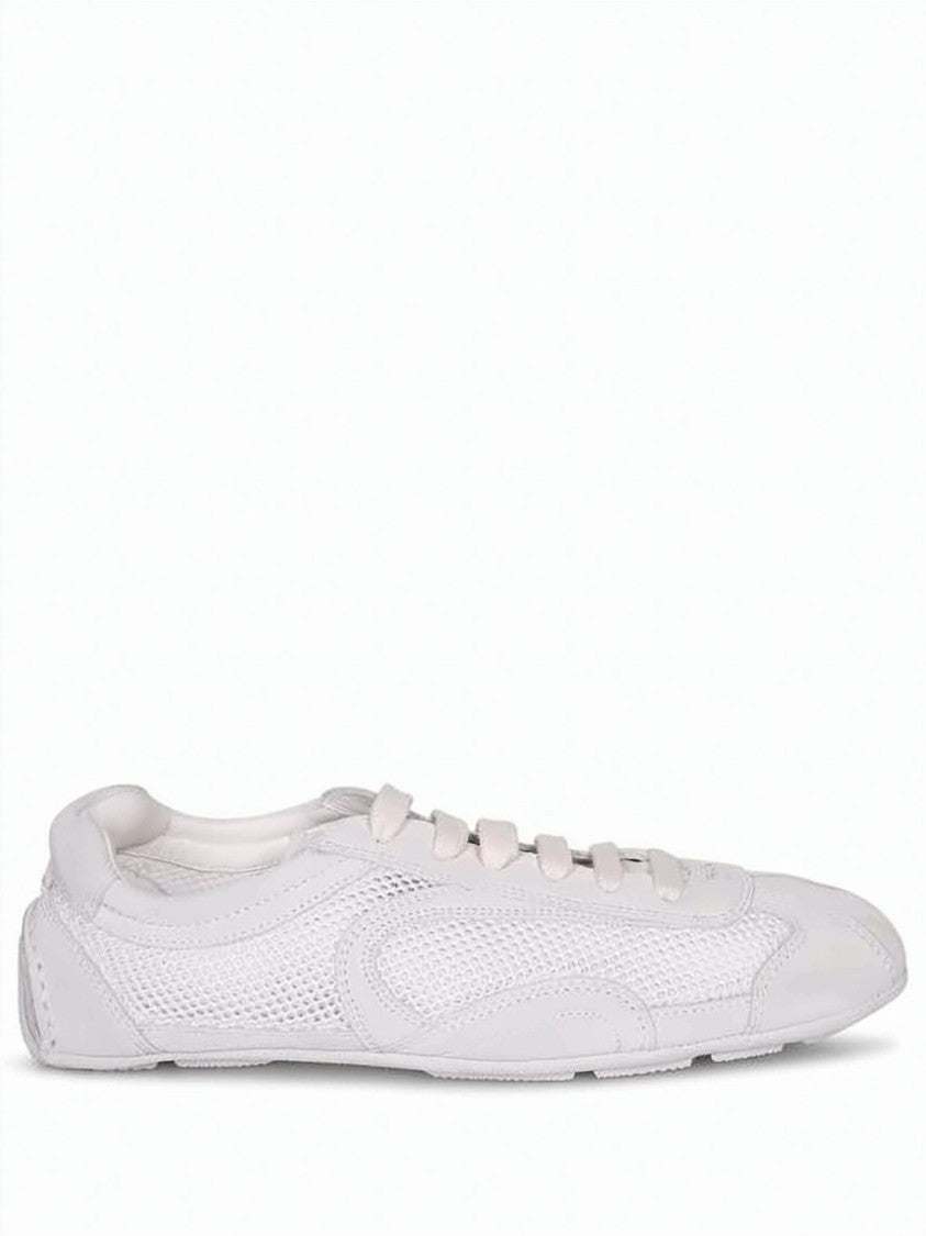 Prada Low-Profile Suede And Mesh Sneakers
