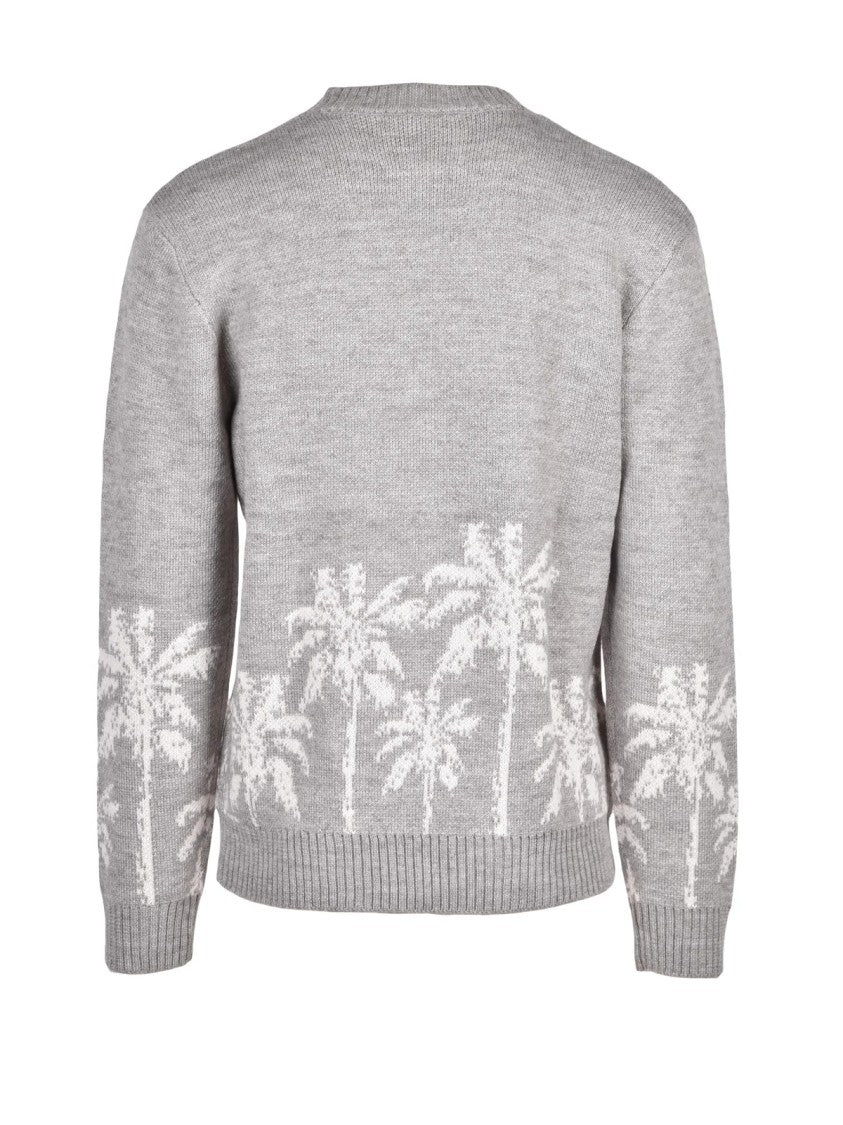 Tooco Grey Acrylic-Blend Crewneck Sweater