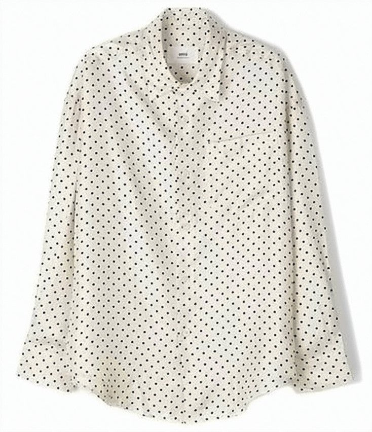 Ami Paris Silk Long-Sleeve Shirt With Polka Dot Pattern