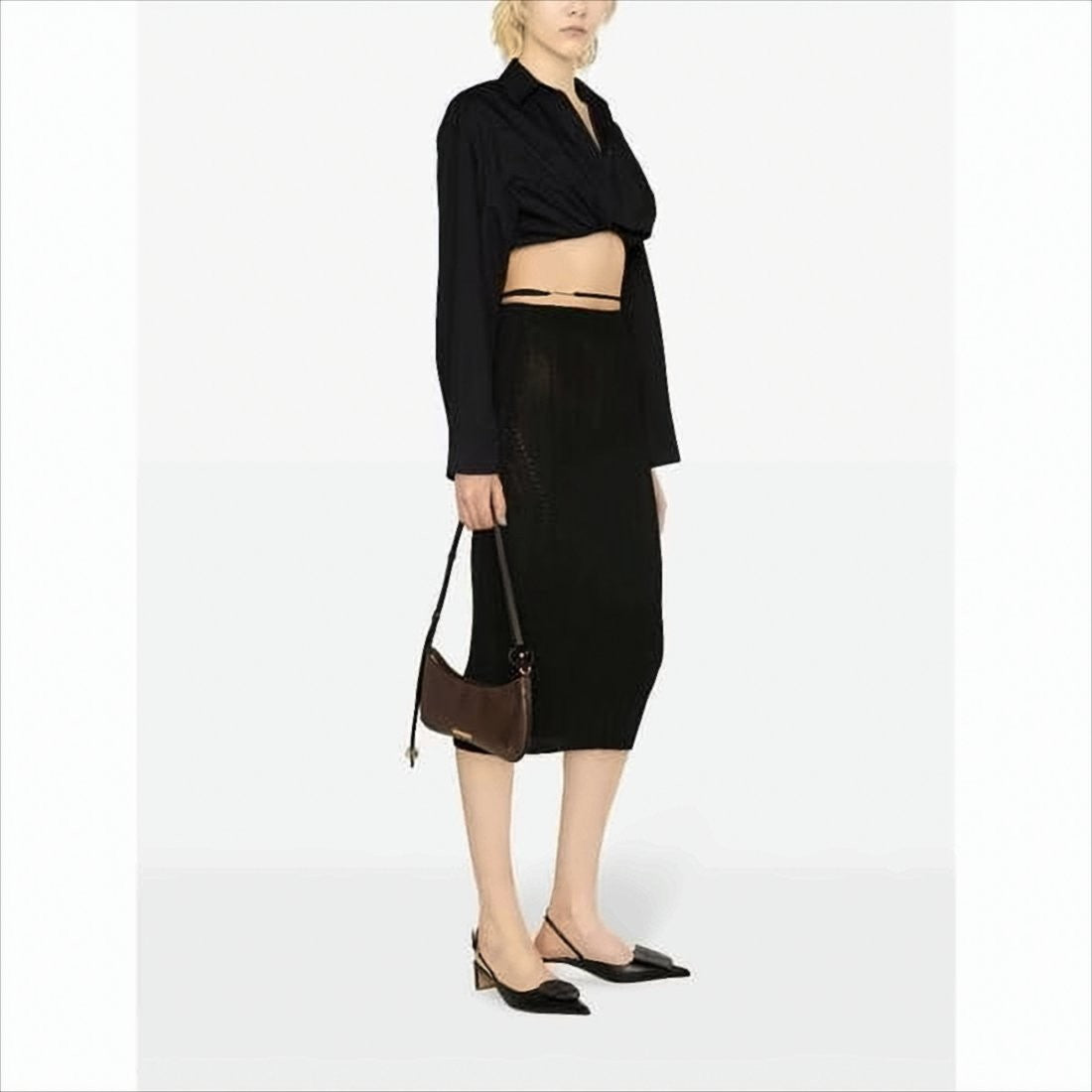 Jacquemus Midi Skirt With Fitted Silhouette And Vertical Ribbing