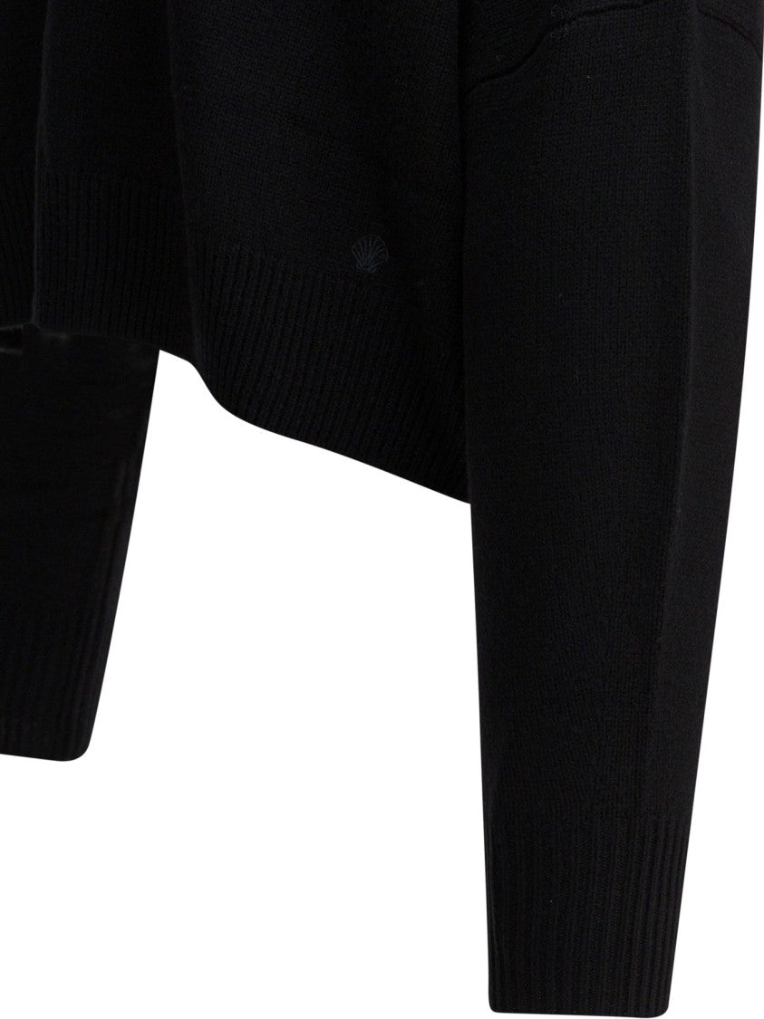Loulou De Saison High Turtleneck Black Knitwear With Ribbed Detailing