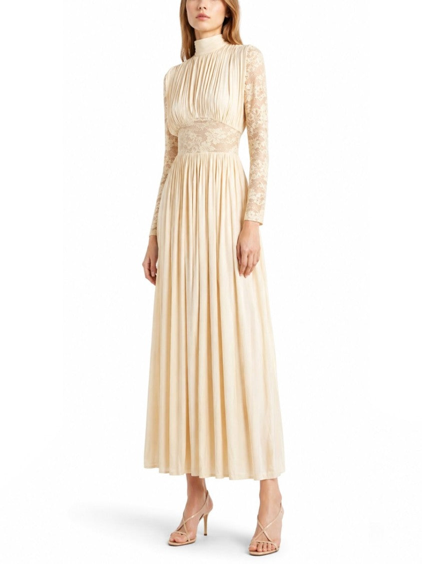 Zimmermann Ivory Rebellion Lace Pleated Maxi Dress