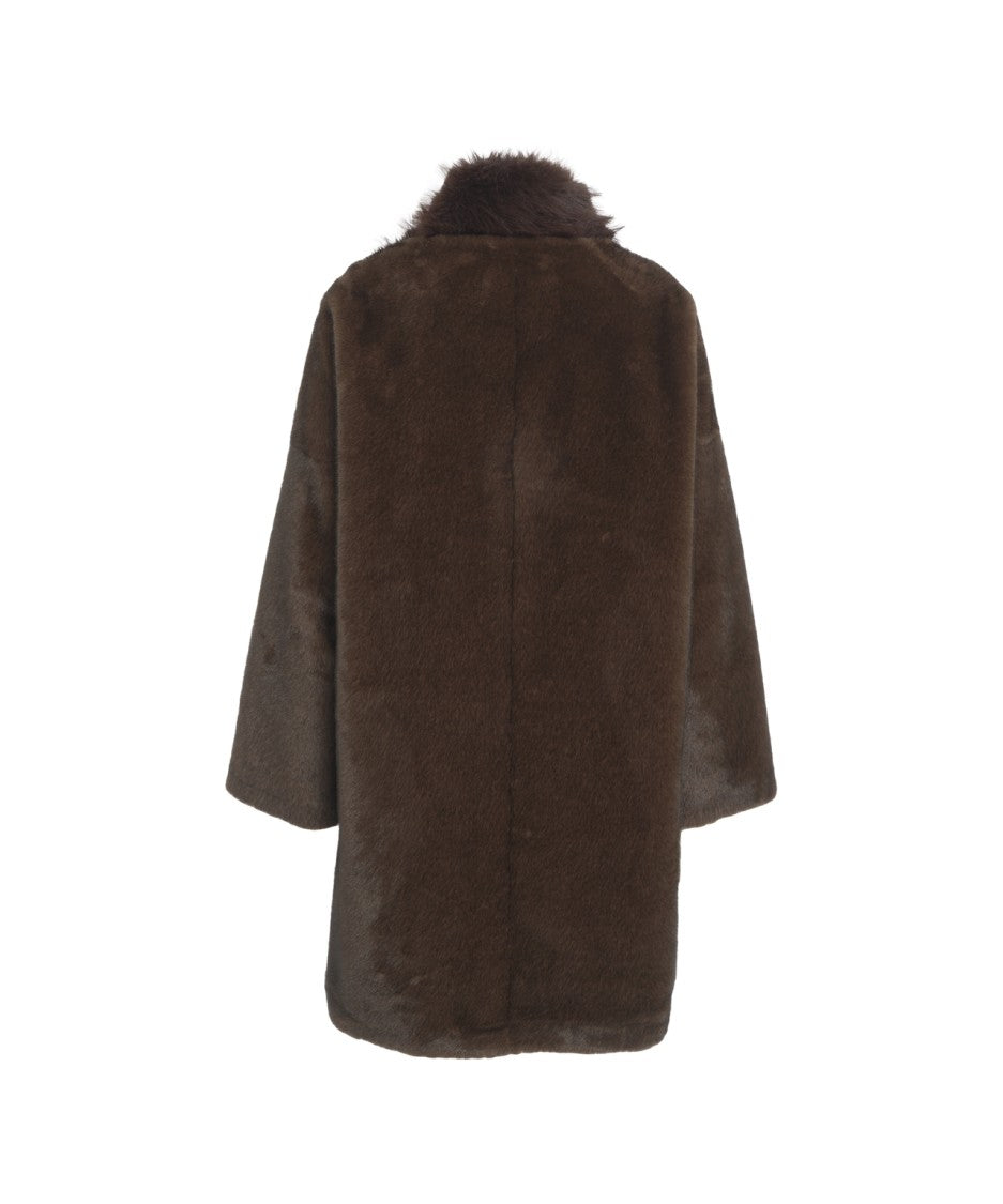 Bully Medium-Length Faux Fur Coat With High Collar