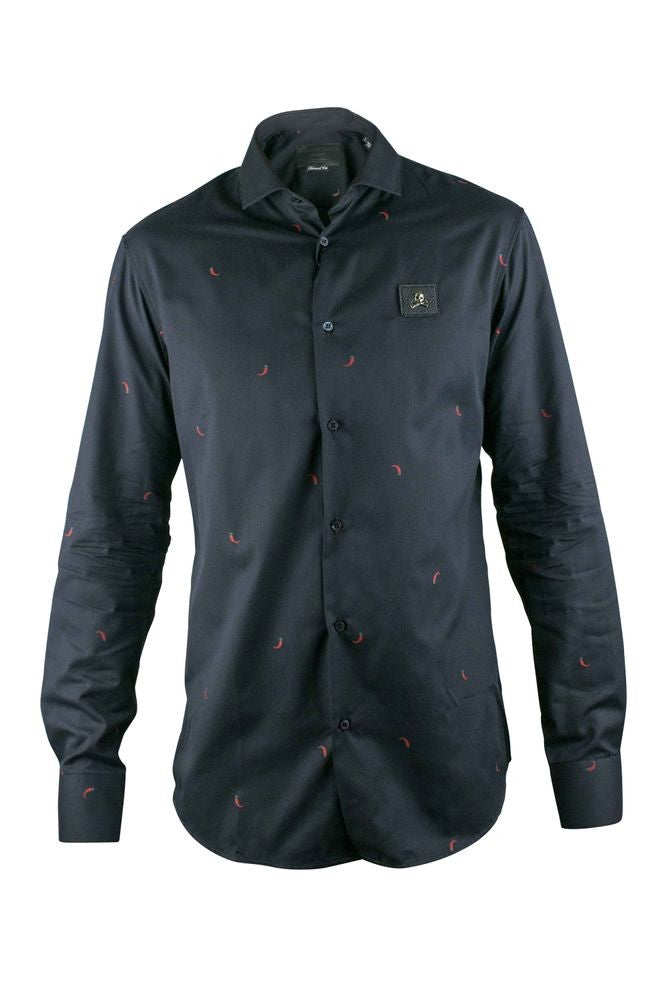 Philipp Plein Printed Black Cotton Shirt With Skull Detail