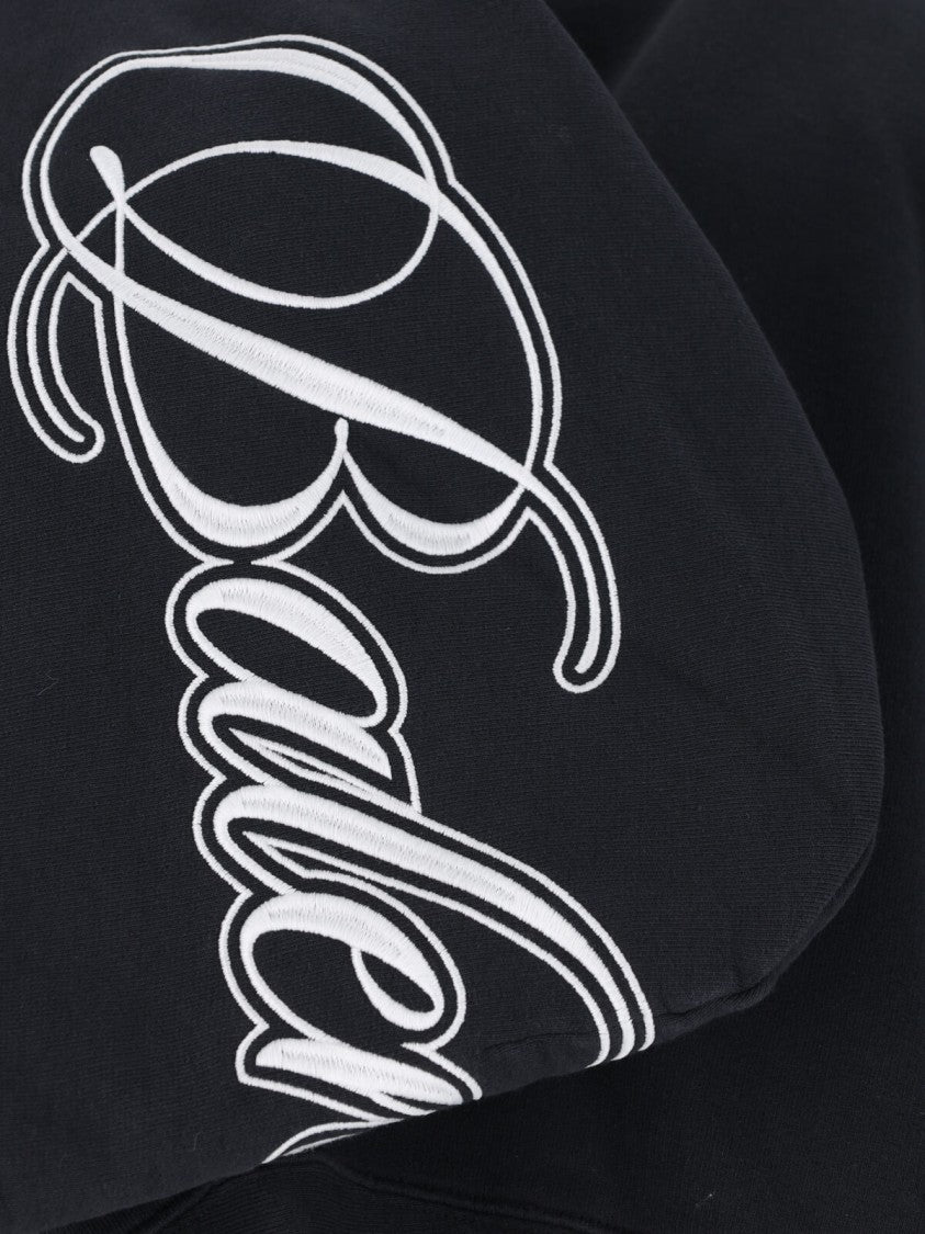 Balenciaga Black Cursive Logo Cotton Zip Hoodie