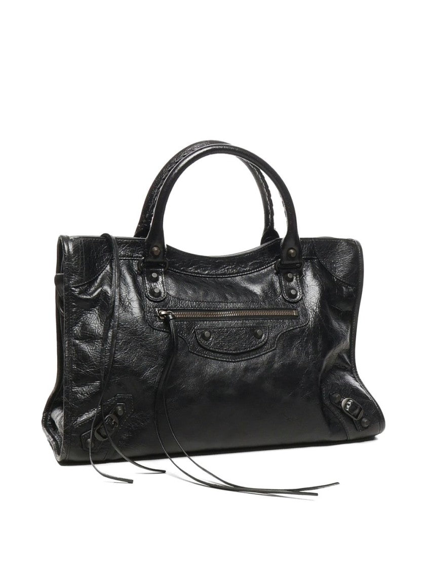 Balenciaga Black City Medium Textured Leather Shoulder Bag