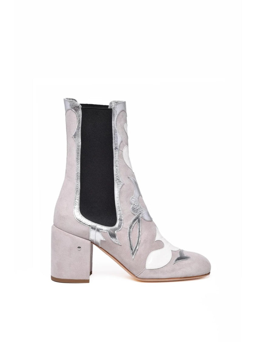 Laurence Dacade Light Grey Covered Heel Suede Ankle Boots