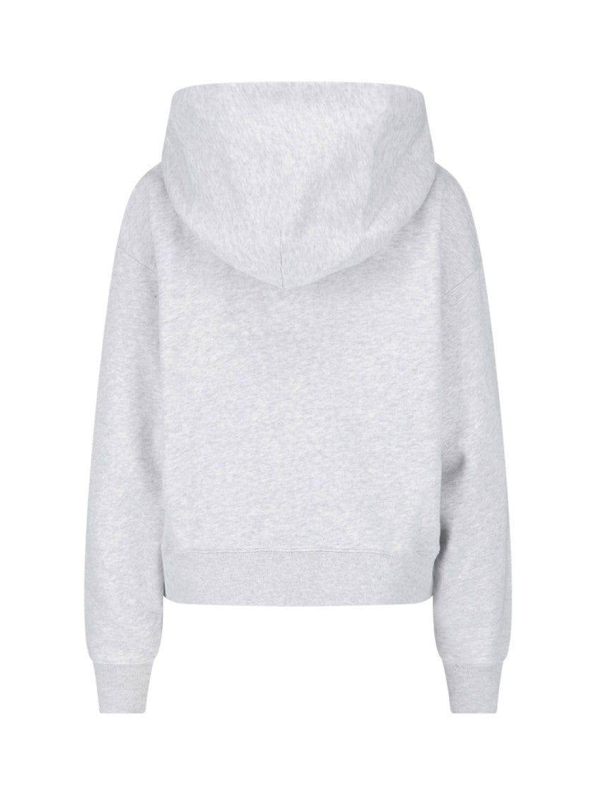 Sporty And Rich Grey Cropped Zip-Up Cotton-Blend Hoodie