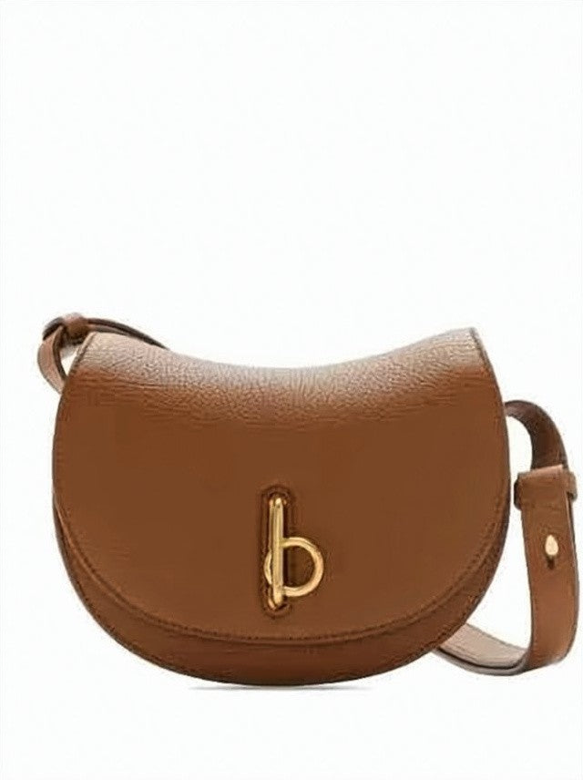 Burberry Crescent-Shaped Crossbody Bag With Gold-Tone Emblem