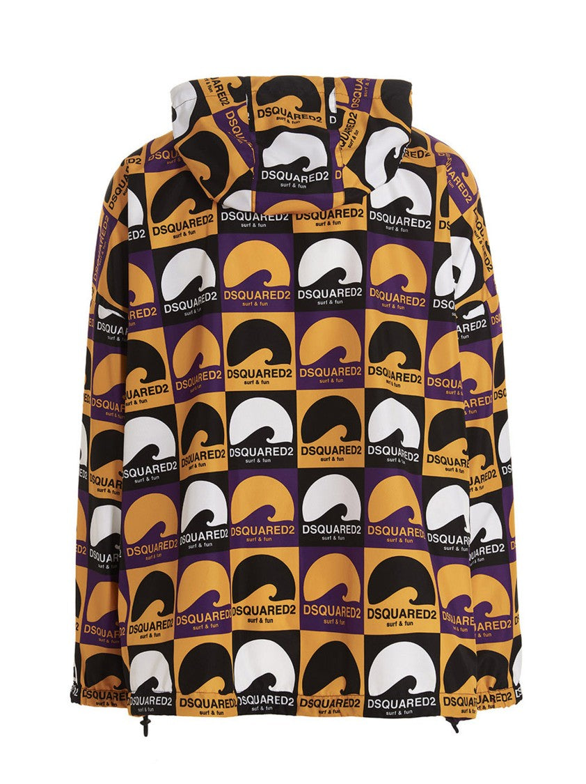 Dsquared2 Waterproof All-Over Print Jacket With Hood