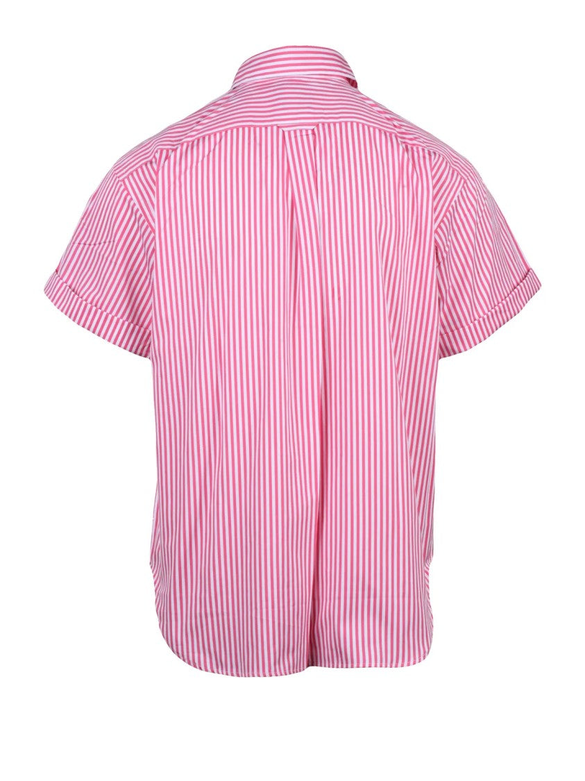 Polo Ralph Lauren White/Pink Oversized Striped Cotton Casual Shirt