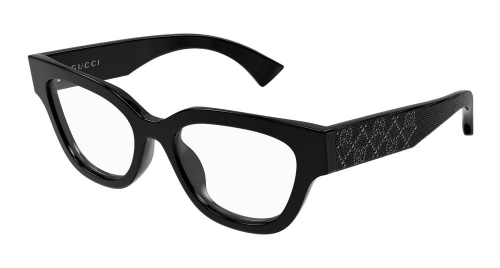 Gucci Black Textured Temples Oversized Cat-Eye Eyeglasses