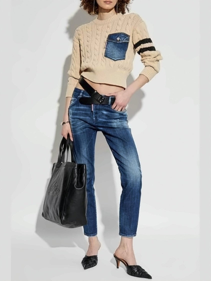 Dsquared2 Slim Fit Cropped Denim Pants