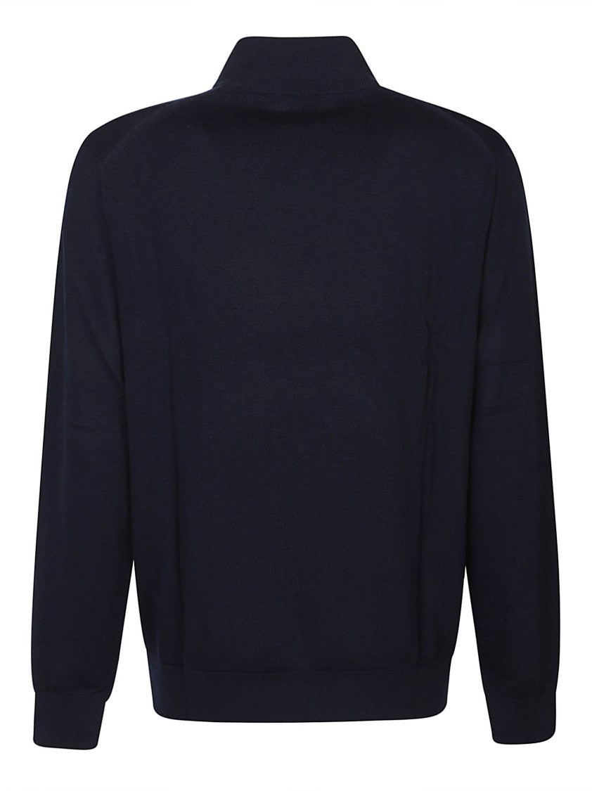 Michael Kors Half-Zip Blue Sweater In Extra Fine Merino Wool