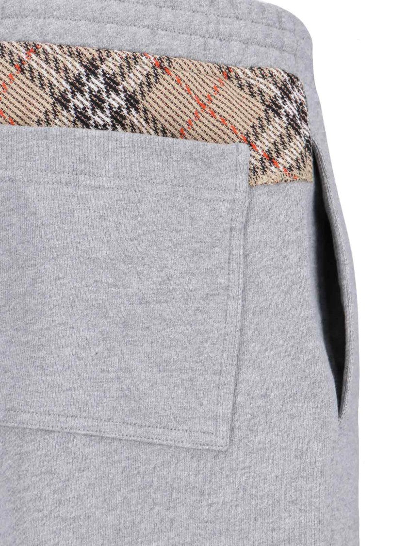 Burberry "Check" Tracksuit Bottoms In Grey Cotton