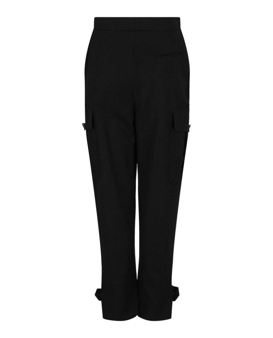 Alexander Mcqueen High-Rise Tapered Cargo Trousers With Flap Pockets And Gold Accents