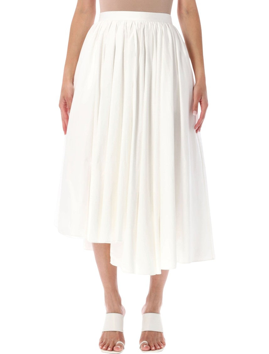 Self-Portrait White Voluminous Poplin Midi Skirt