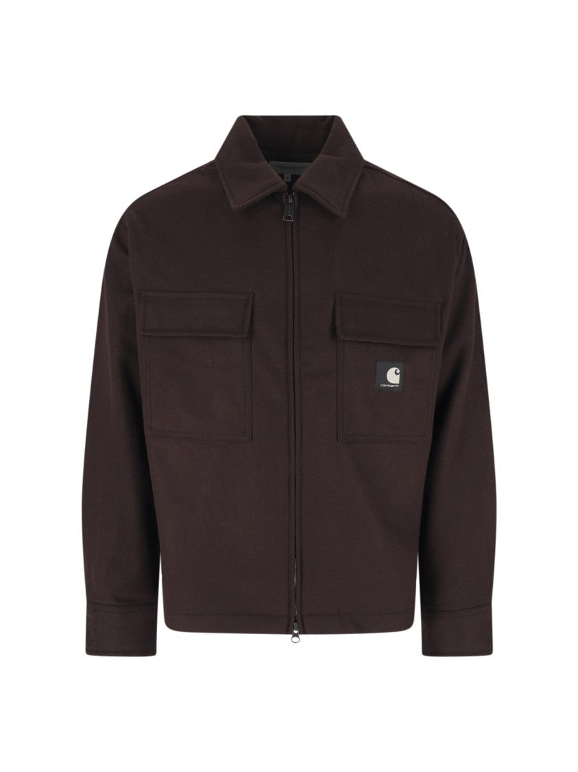 Carhartt Wip Brown Atoka Logo Patch Wool-Blend Zip Jacket