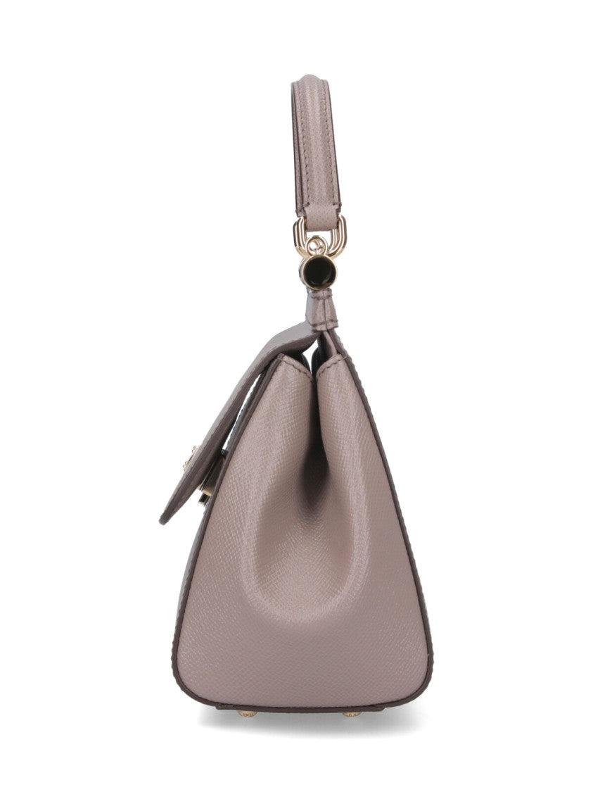 Dolce & Gabbana Medium Taupe Calf Leather Sicily Handbag With Gold Hardware
