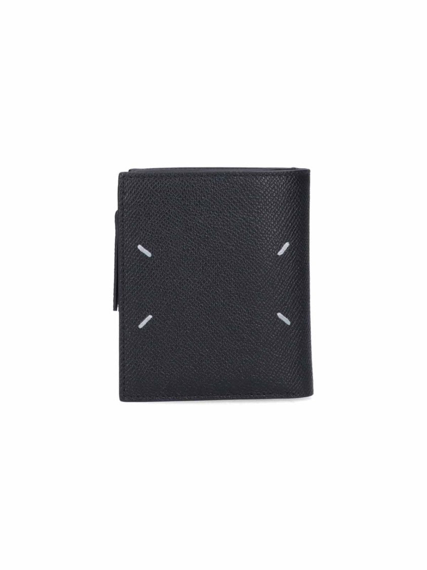 Maison Margiela Textured Black Wallet With Zippered Coin Pocket