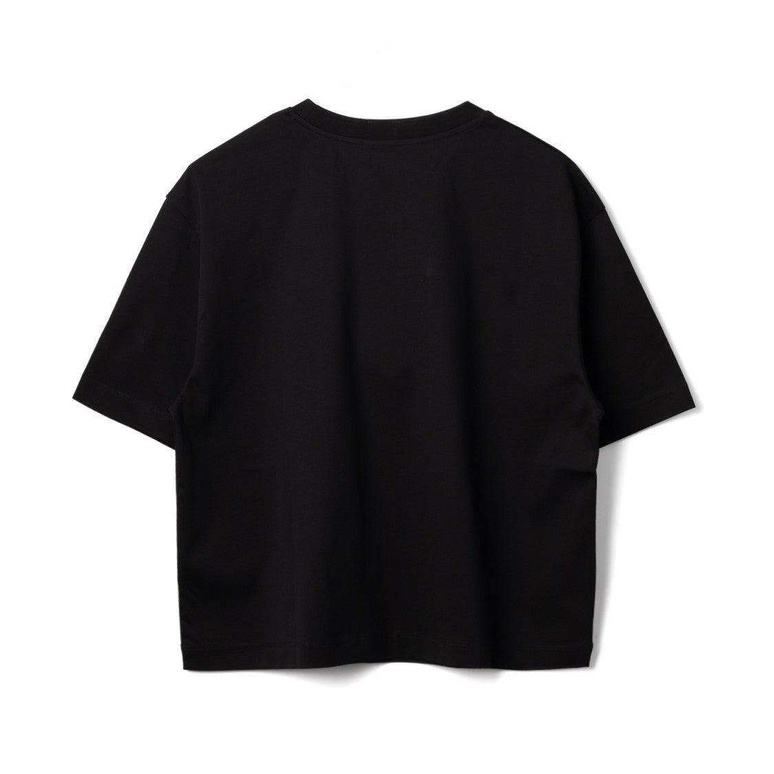 Patou Cropped T-Shirt With Embroidered Collar In Deep Black