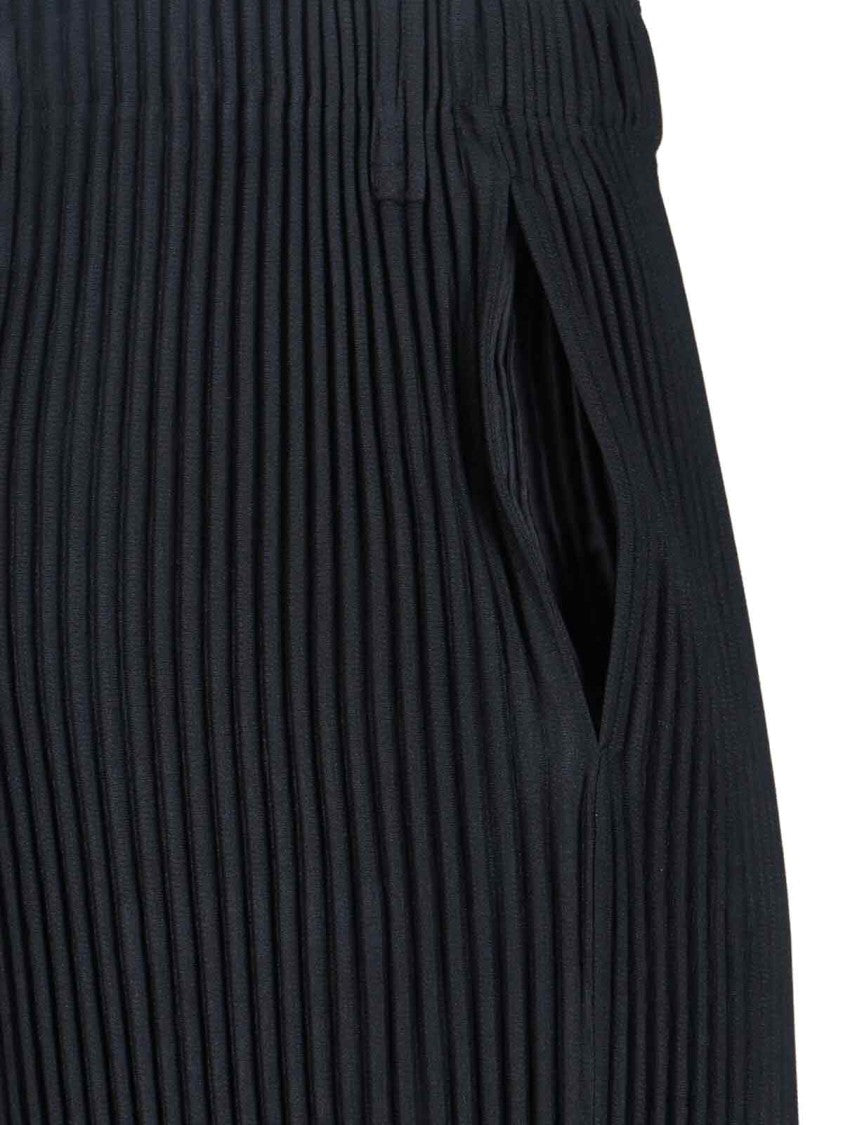 Homme Plissé Issey Miyake Pleated Black Trousers With Elastic Waistband