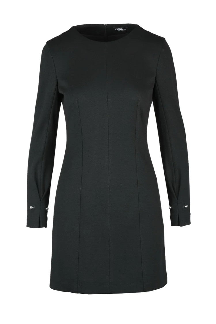 Dondup Sheath Dress Jersey Stretch Zip - Black