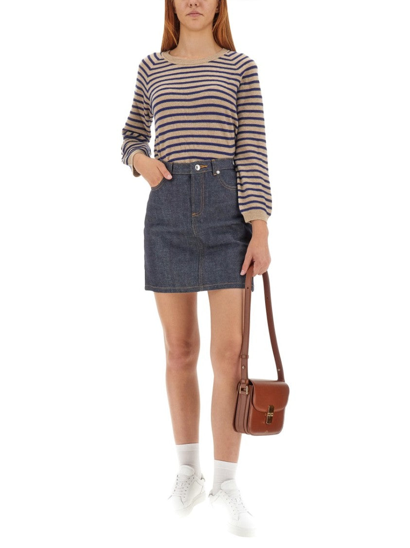 A.P.C. Regular Fit Striped Round Neckline Sweater
