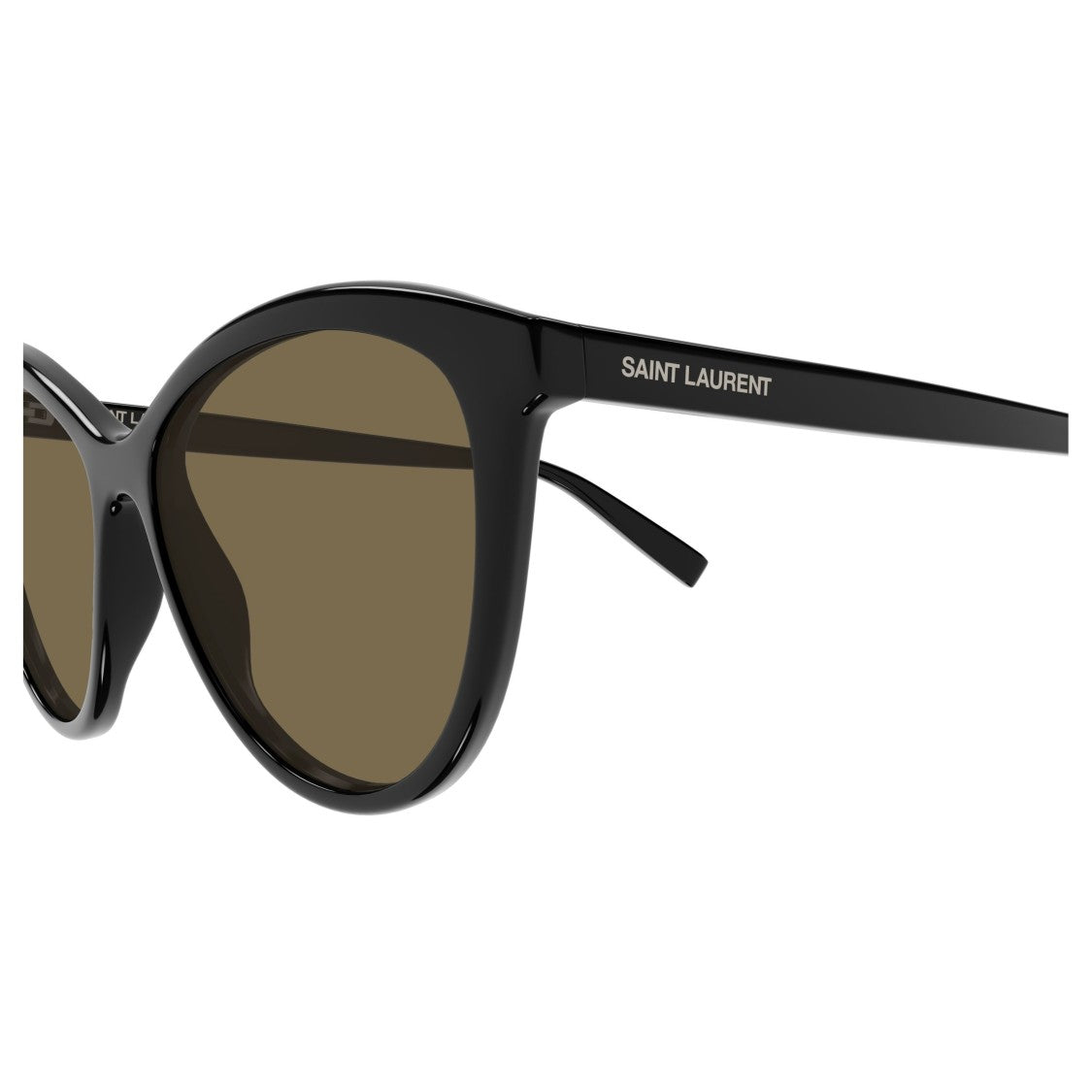 Saint Laurent Glossy Black Cat-Eye Sunglasses With Subtle Logo Detail
