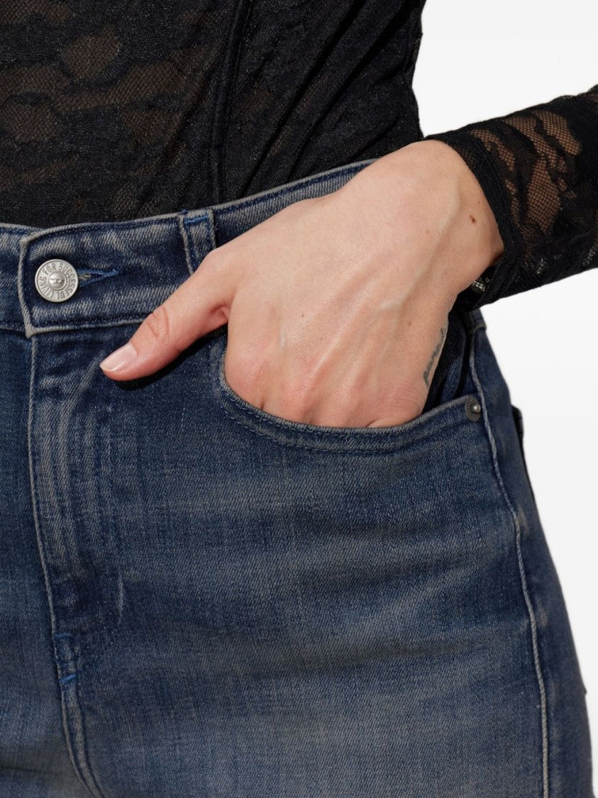 Diesel Blue High-Waisted Denim Wash Effect Jeans